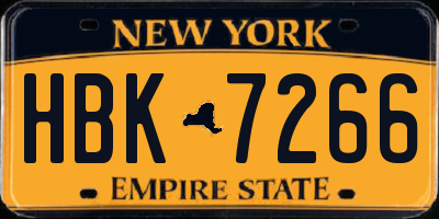 NY license plate HBK7266