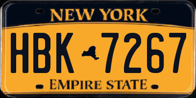 NY license plate HBK7267