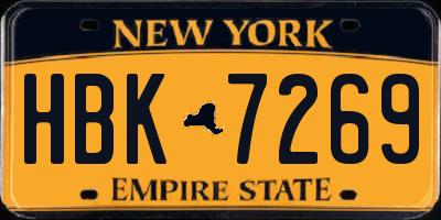 NY license plate HBK7269