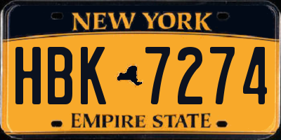 NY license plate HBK7274
