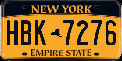 NY license plate HBK7276