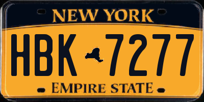 NY license plate HBK7277