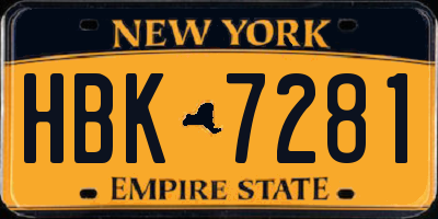 NY license plate HBK7281