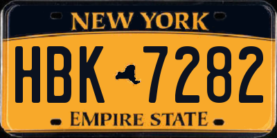 NY license plate HBK7282