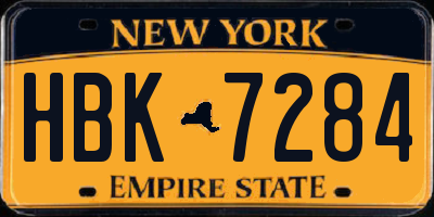 NY license plate HBK7284