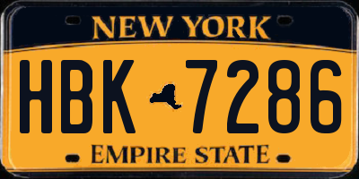 NY license plate HBK7286