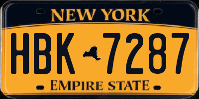 NY license plate HBK7287