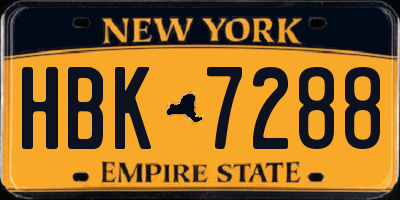 NY license plate HBK7288