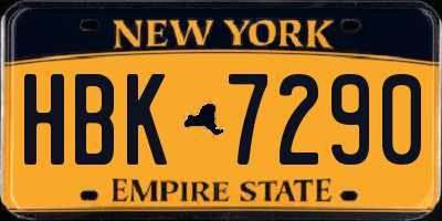 NY license plate HBK7290