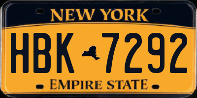 NY license plate HBK7292