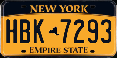 NY license plate HBK7293