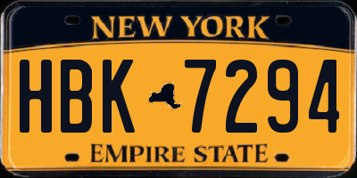 NY license plate HBK7294