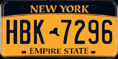 NY license plate HBK7296