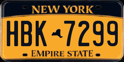 NY license plate HBK7299