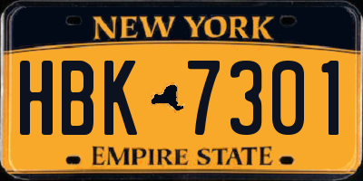 NY license plate HBK7301