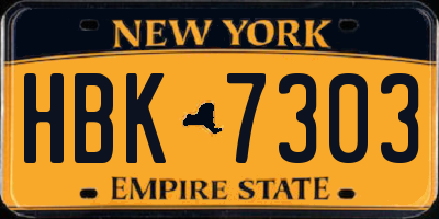 NY license plate HBK7303