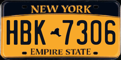 NY license plate HBK7306