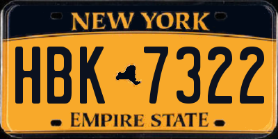NY license plate HBK7322