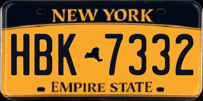 NY license plate HBK7332