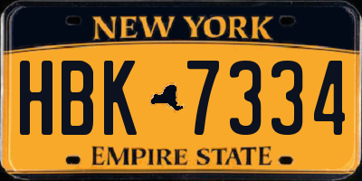 NY license plate HBK7334