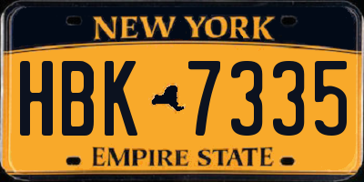NY license plate HBK7335