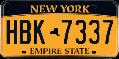 NY license plate HBK7337