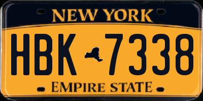 NY license plate HBK7338