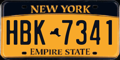 NY license plate HBK7341