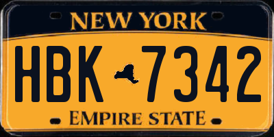 NY license plate HBK7342