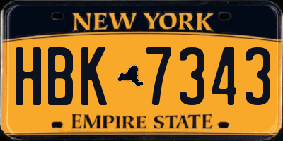 NY license plate HBK7343