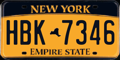 NY license plate HBK7346