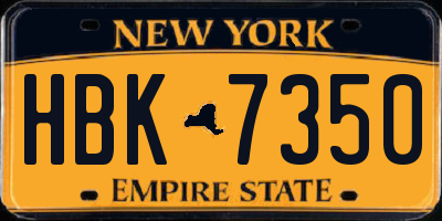 NY license plate HBK7350