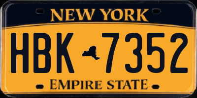 NY license plate HBK7352