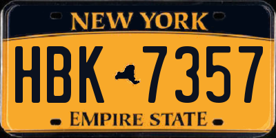NY license plate HBK7357
