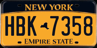 NY license plate HBK7358