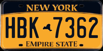 NY license plate HBK7362