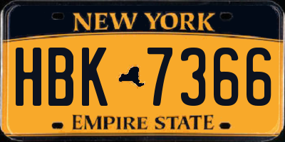NY license plate HBK7366