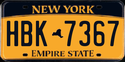 NY license plate HBK7367