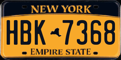 NY license plate HBK7368