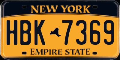 NY license plate HBK7369