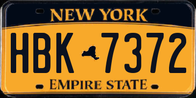NY license plate HBK7372