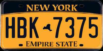 NY license plate HBK7375