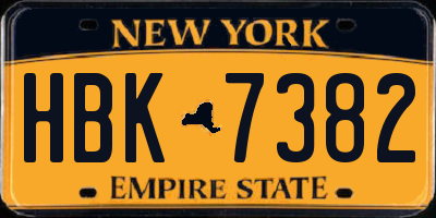 NY license plate HBK7382