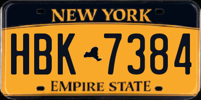 NY license plate HBK7384