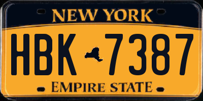 NY license plate HBK7387