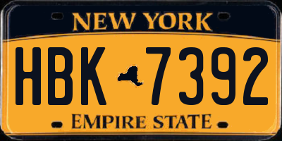 NY license plate HBK7392