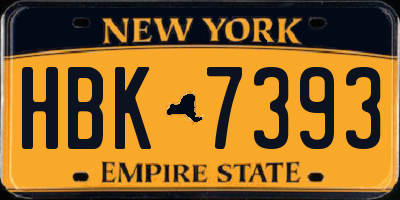 NY license plate HBK7393