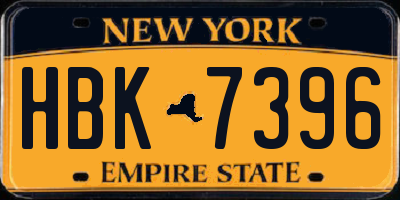NY license plate HBK7396