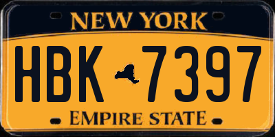 NY license plate HBK7397