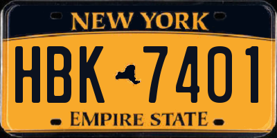NY license plate HBK7401